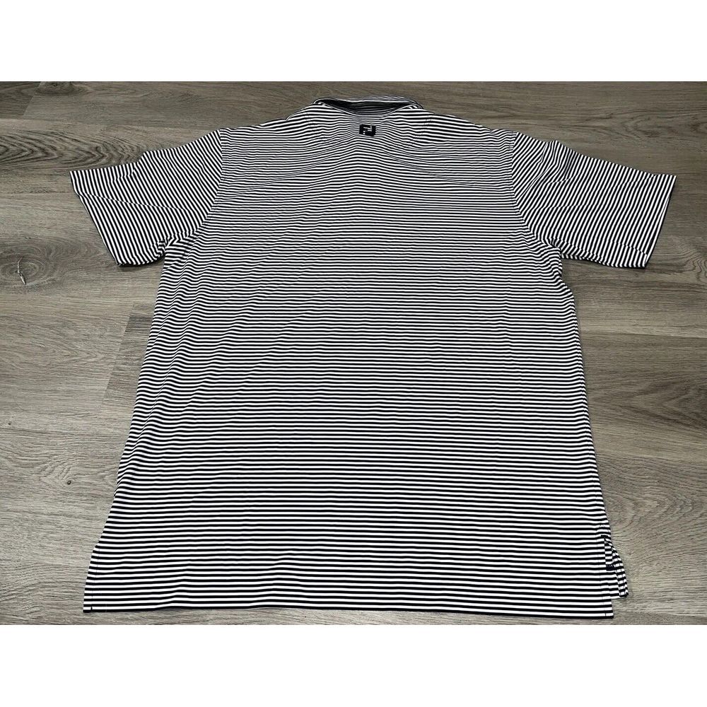 FJ Footjoy Mens Golf Polo Shirt Short Sleeve Blue & White Stripes Large - Picture 9 of 9